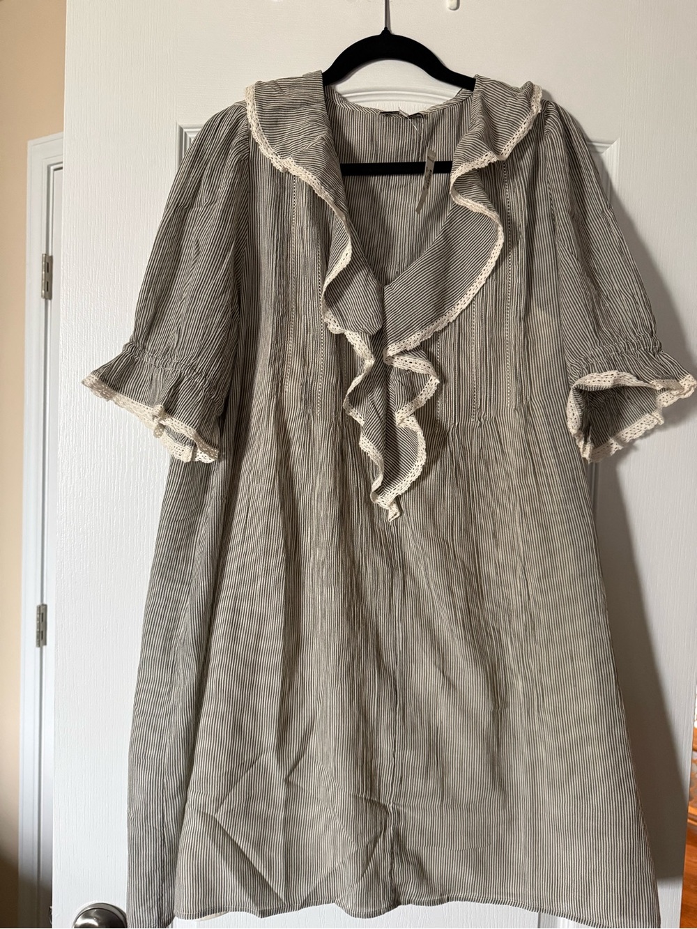 Madewell Blaire Mini Dress in Black And Ivory Micro Stripe